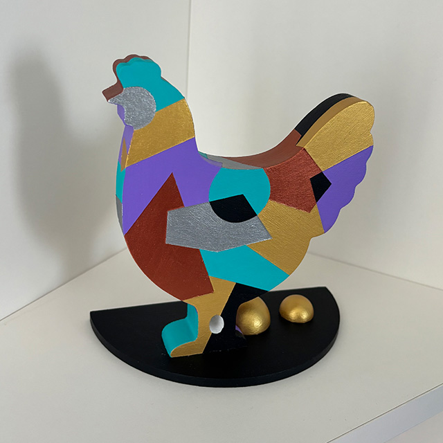 Sculpture cocotte et ses oeufs